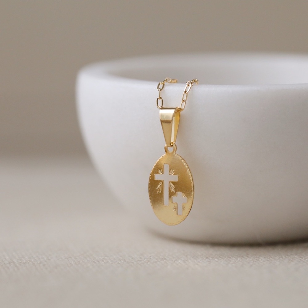Dainty Cross Necklace | 18k Gold Filled - Picture 5 of 9